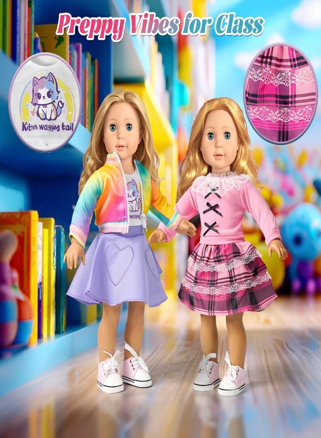 WONDOLL 9 Sets American 18 Inch Doll Clothes and Accessories - Outfits Sets - Princess Fashion Bundle for Girl(No Doll) - Image 3